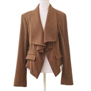 New York Clothing Co. Brown Open Front Short Jacket Long Sleeve Size L